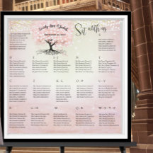 Pink Heart Leaf Tree Seating Chart Welcome Sign