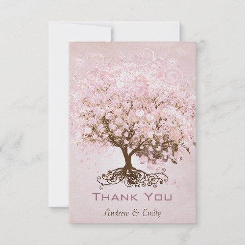 Pink Heart Leaf Tree Thank You