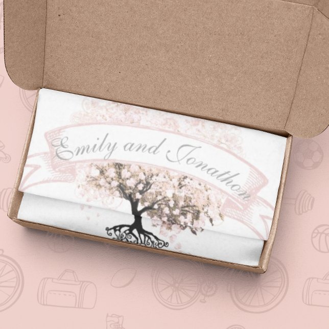 Pink Heart Leaf Tree Wedding Tissue Paper (Creator Uploaded)