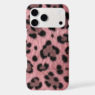 Pink Heart Leopard Faux Fur Animal Print Aesthetic iPhone 17 Pro Max Case