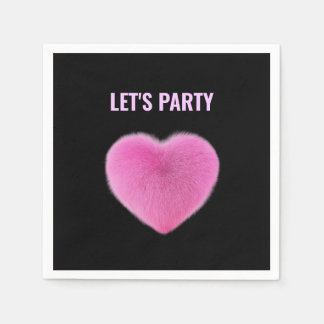 Pink Heart Lets Party Napkins
