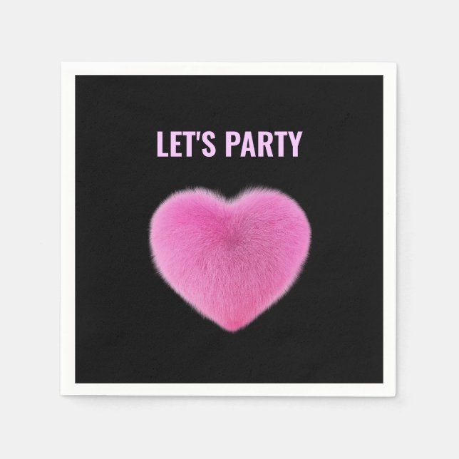 Pink Heart Lets Party Napkins (Front)