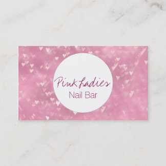 Pink heart lights pattern Nail Bar beautician Business Card
