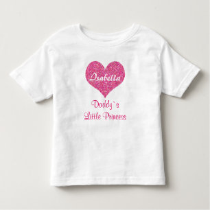 Pink Heart Little Princess Personalized Baby Name Toddler T-shirt