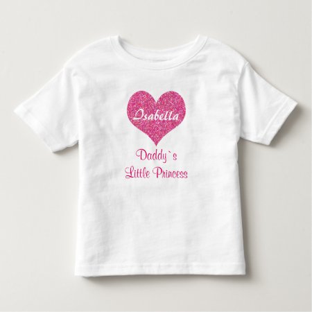 Pink Heart Little Princess Personalized Baby Name Toddler T-shirt