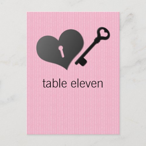 Pink Heart Lock and Key Table Postcard