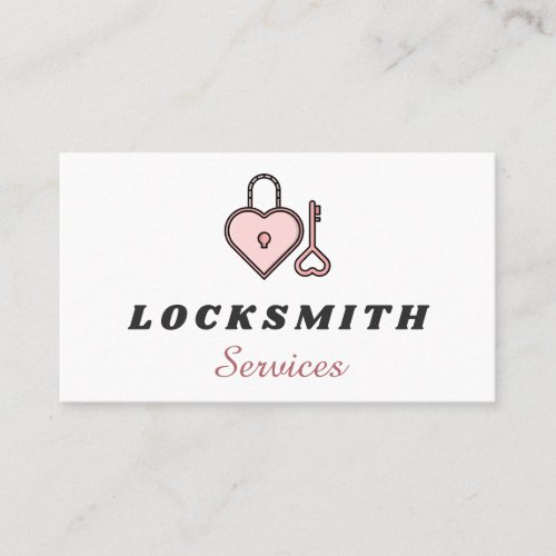 Pink Heart Lock  Key Locksmith Services Pretty  Business Card