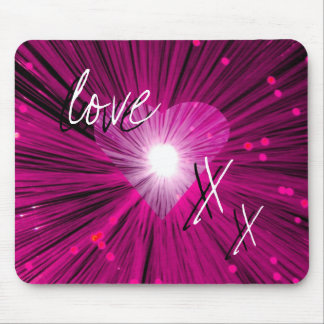 Pink Heart 'love and kisses' mousepad