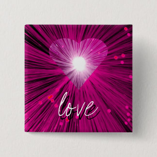 Pink Heart 'love'  button badge