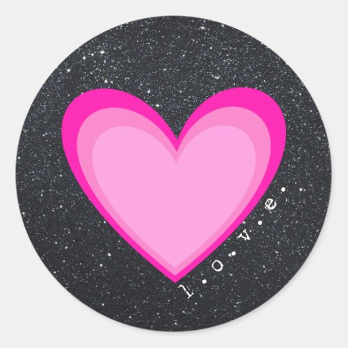 Pink Heart Love Classic Round Sticker