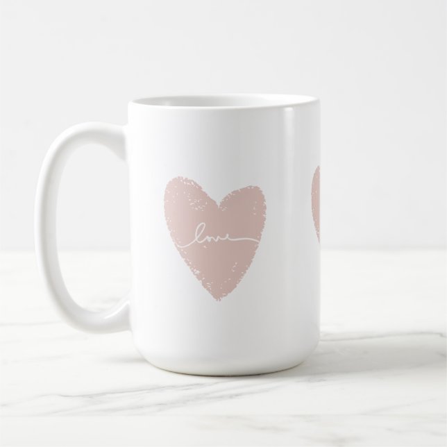 Pink Heart Love Coffee Mug (Left)