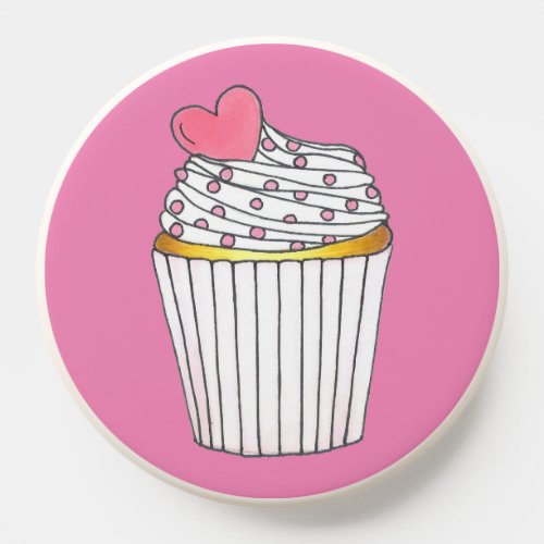 Pink Heart Love Cupcake Frosting Sprinkles Baker PopSocket
