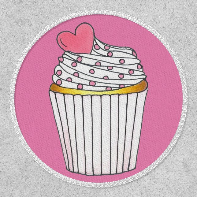 Pink Heart Love Cupcake Frosting Sprinkles Patch (Front)