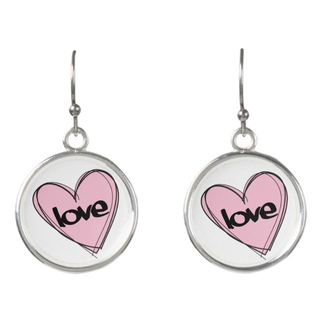 Pink Heart (Love) Earrings (Front)