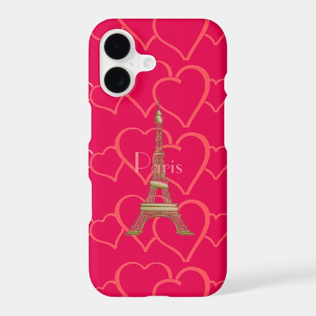  Pink Heart Love Eiffel Tower Paris Case-Mate iPhone Case (Back)