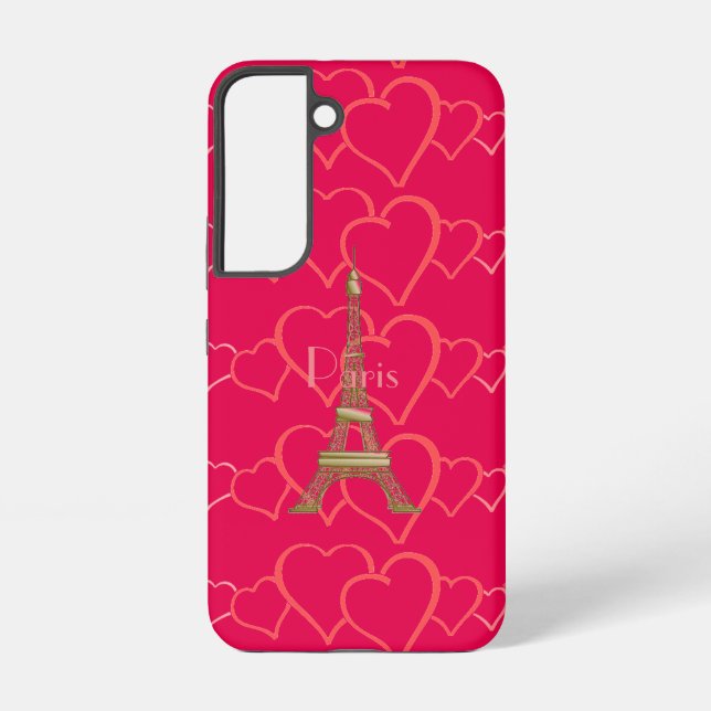Pink Heart Love Eiffel Tower Paris Samsung Galaxy Case (Back)