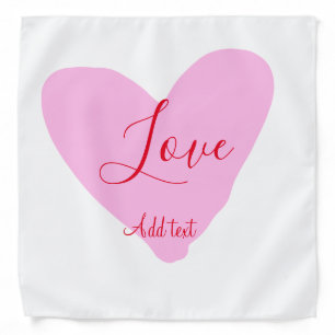 Pink heart love happy Valentine's day text red nam Bandana