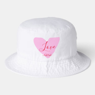 Pink heart love happy Valentine's day text red nam Bucket Hat