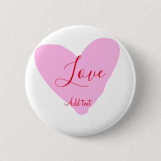 Pink heart love happy Valentine's day text red nam Button
