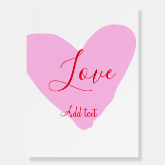 Pink heart love happy Valentine's day text red nam Foam Board