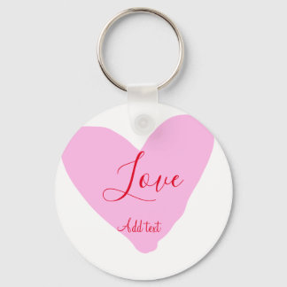 Pink heart love happy Valentine's day text red nam Keychain