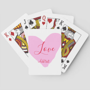 Pink heart love happy Valentine's day text red nam Poker Cards