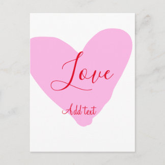 Pink heart love happy Valentine's day text red nam Postcard