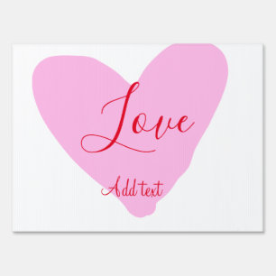 Pink heart love happy Valentine's day text red nam Sign