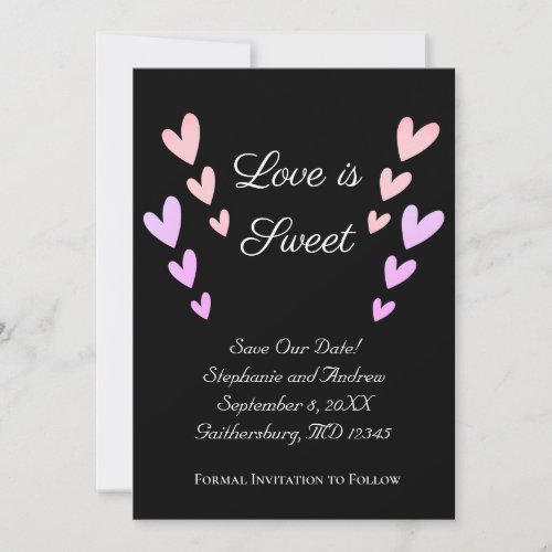 Pink Heart Love Is Sweet QR Code Wedding  Save The Date
