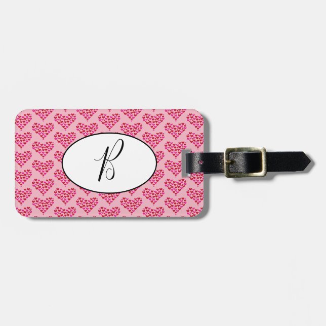 Pink Heart Love Luggage Tag (Front Horizontal)