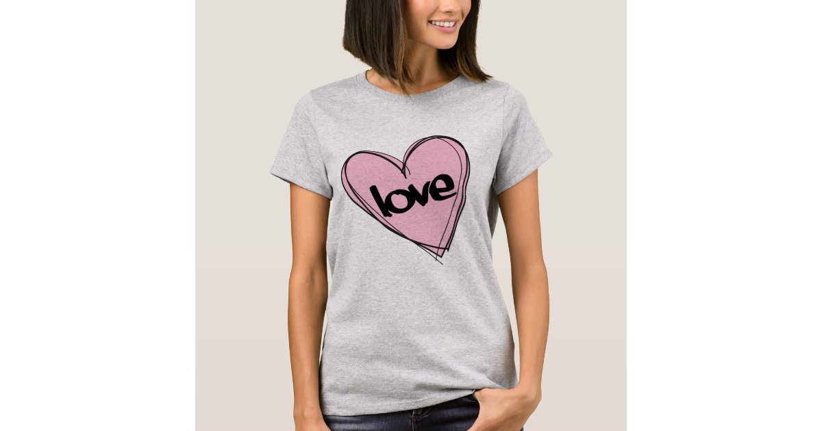 Pink Heart (Love) T-Shirt | Zazzle.com