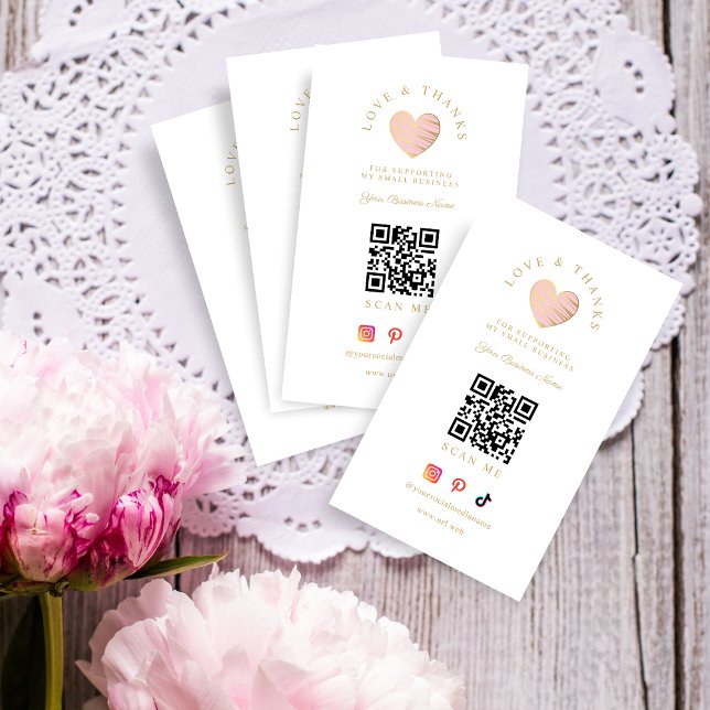 Pink Heart Love & Thanks Supporting Small Business Card (Creator Uploaded)