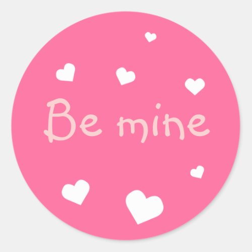 Pink heart love Valentines day custom party favor Classic Round Sticker