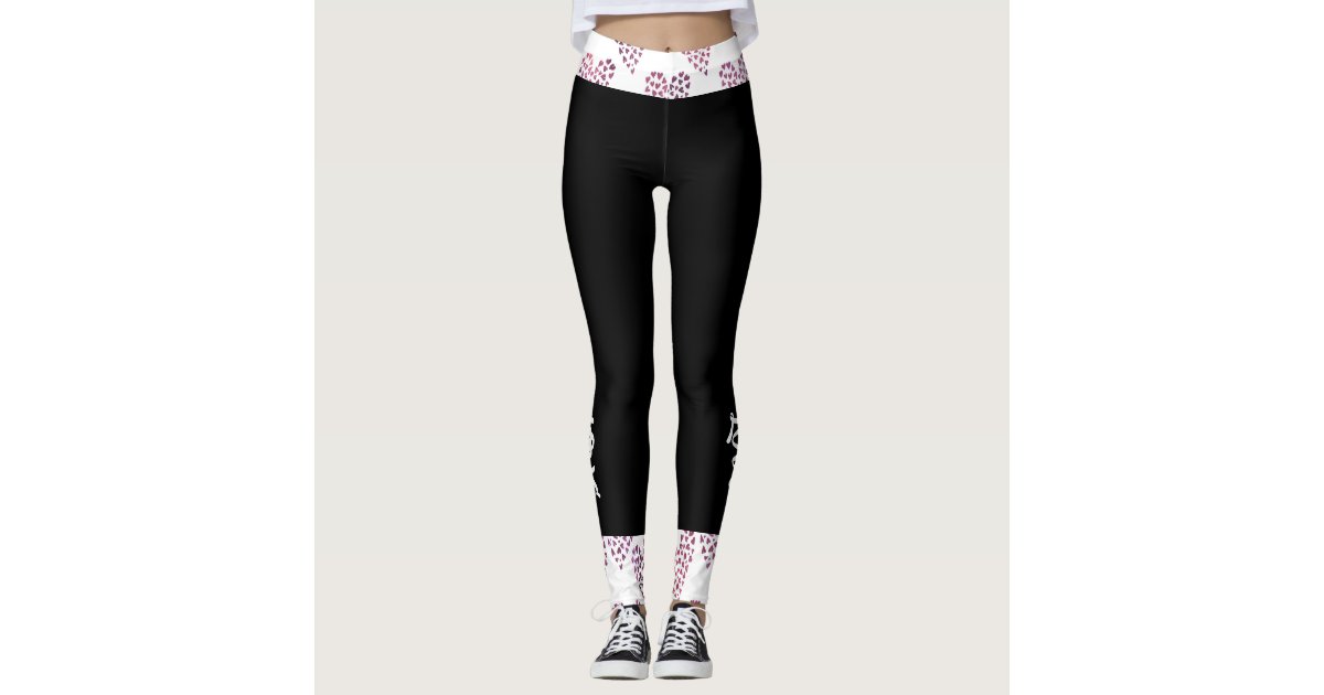 Valentine's Day Pink Heart in relief Yoga Leggings, Zazzle