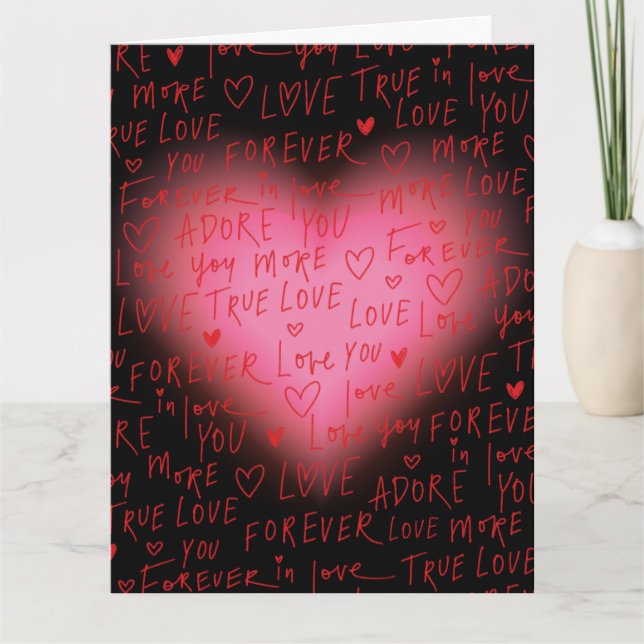 Pink Heart Love - Wrapping Paper Card (Front)