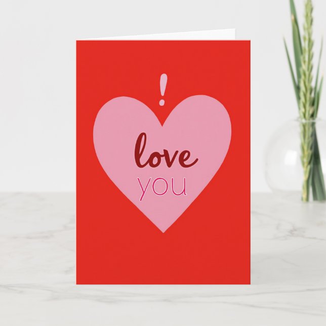Pink Heart Love You Card (Front)
