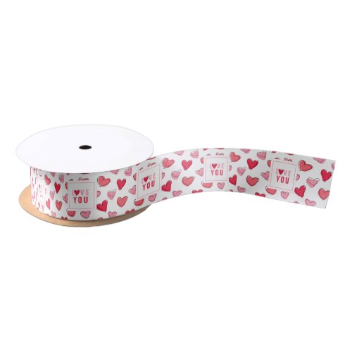 Pink Heart Love You Gift or Favor Satin Ribbon