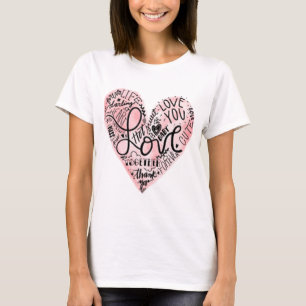 Pink Heart Love You Valentine's Cute Wording T-Shirt