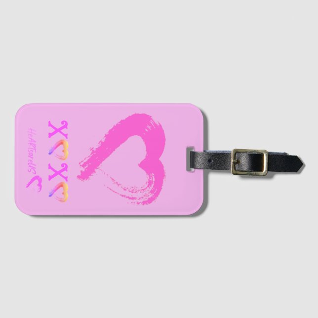 Pink Heart Luggage Tag (Front Horizontal)
