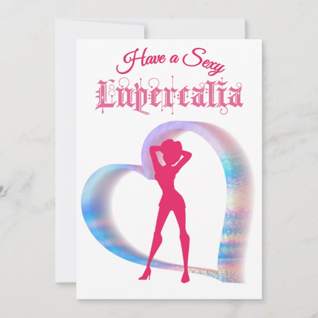 Pink Heart Lupercalia Valentine's Woman Holiday Card (Front)