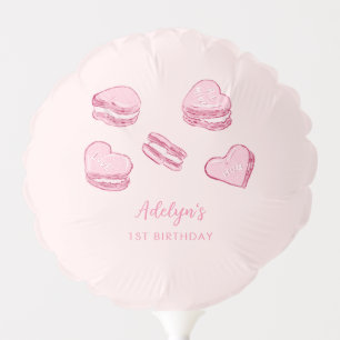 Pink Heart Macarons Girl Birthday Party Balloon