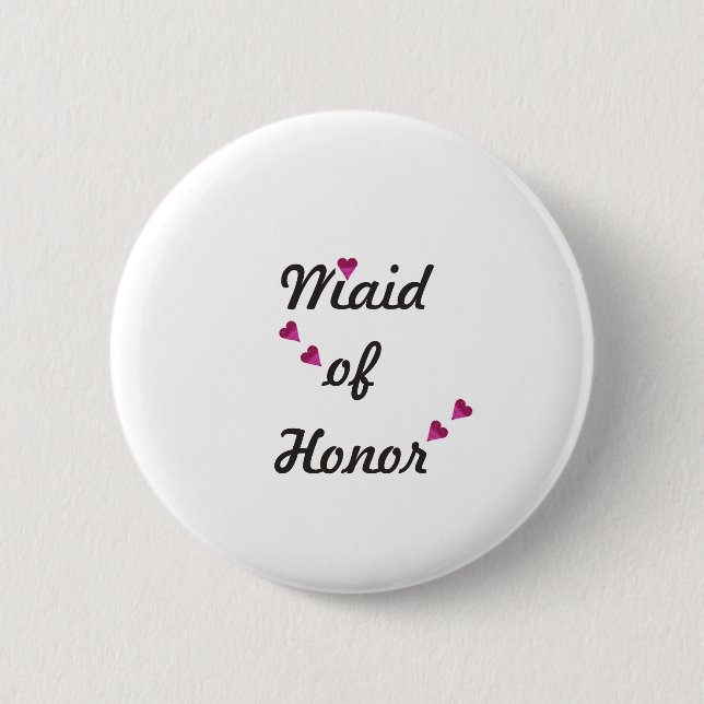Pink Heart Maid of Honor Button (Front)