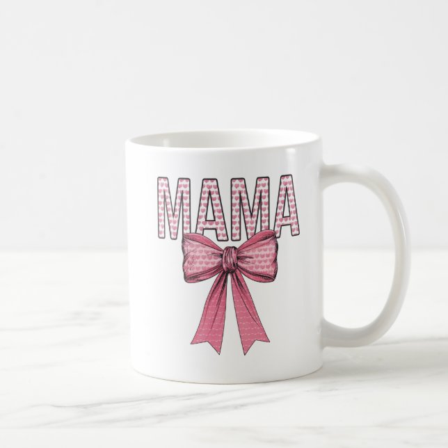 "Pink Heart Mama Bow Design  Mother's Day  Coffee Mug (Right)