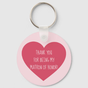 Pink Heart Matron of honor thank you Keychain