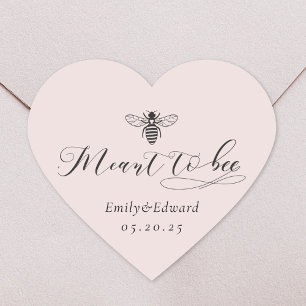 Pink Heart Meant to Bee Wedding Honey Jar Favor Sticker