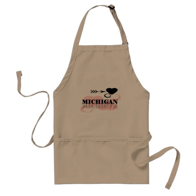Pink Heart Michigan Adult Apron (Front)