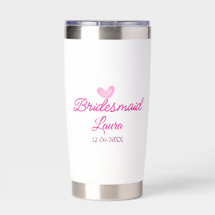 PINK heart minimal add name bridesmaid gift year Insulated Tumbler