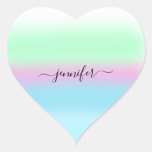 Pink Heart Minimalism Name Bridal Ombre Business Heart Sticker