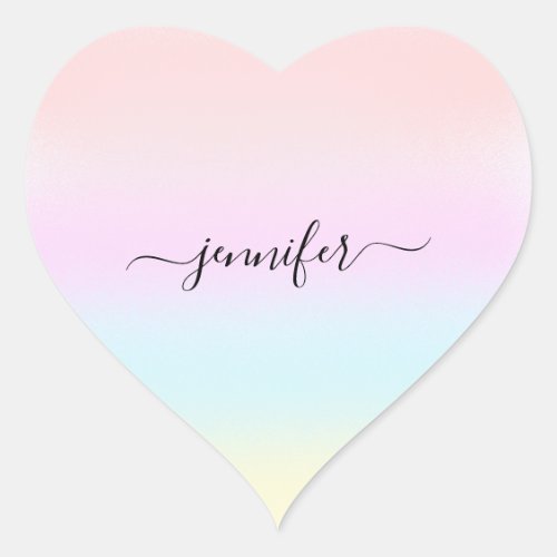 Pink Heart Minimalism Name Bridal Ombre Pastels Heart Sticker