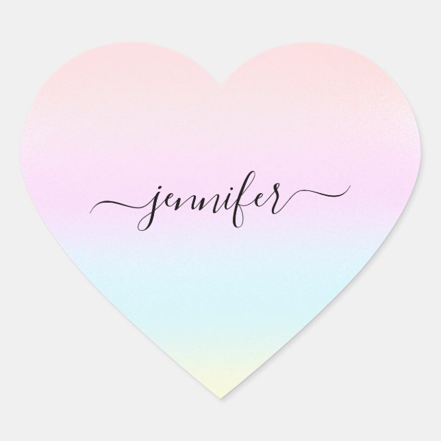 Pink Heart Minimalism Name Bridal Ombre Pastels Heart Sticker (Front)
